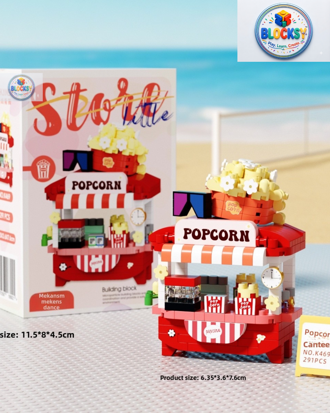 Blocksy Popcorn Canteen | Miniature Building Block Set (291 Pieces)